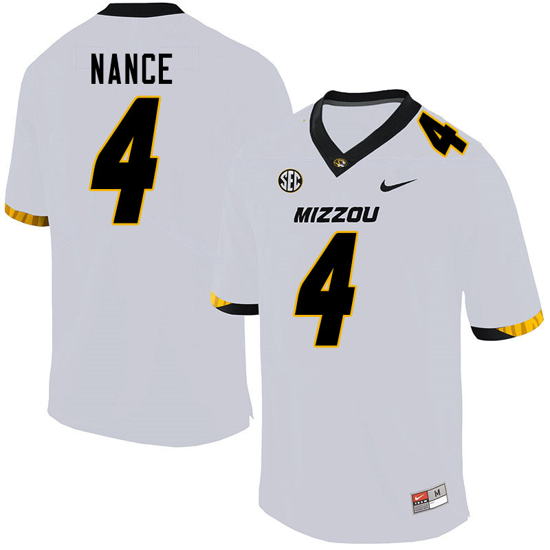 Men #4 Jonathan Nance Missouri Tigers College Football Jerseys Sale-White - Click Image to Close